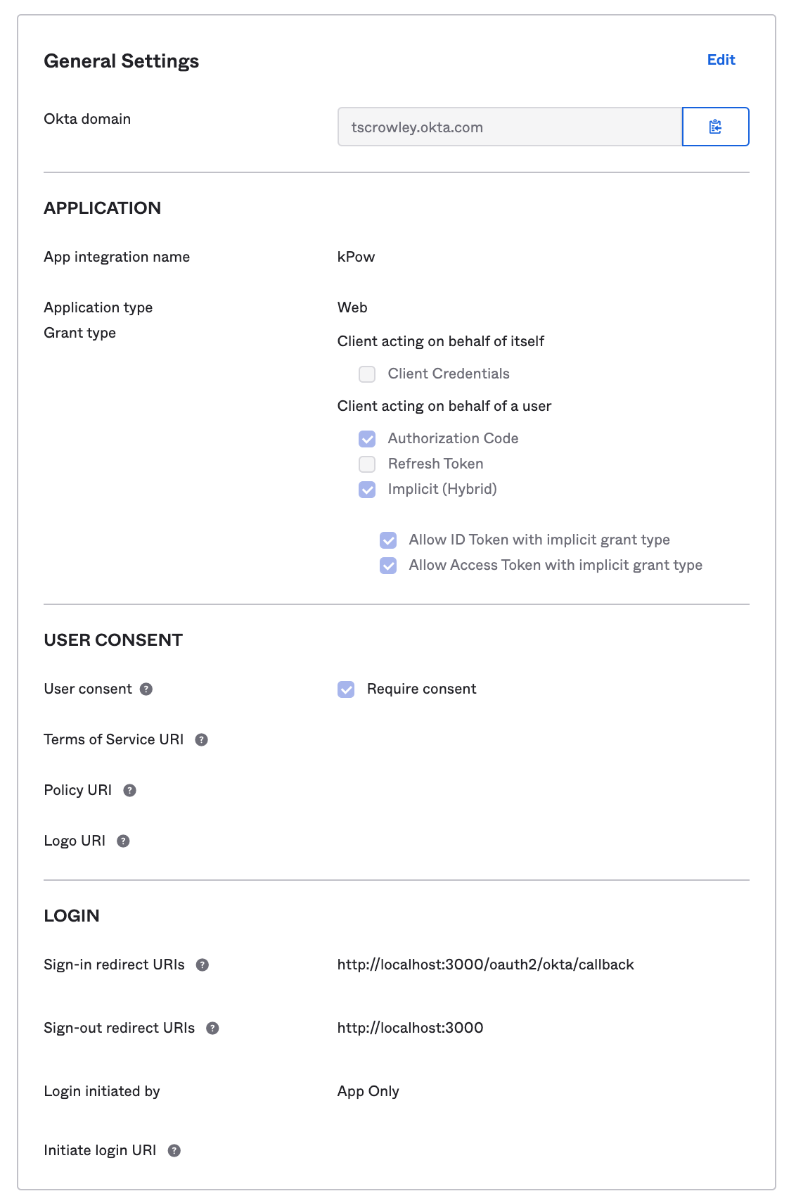 Okta OpenID Connect application setup for {% product-name /%}