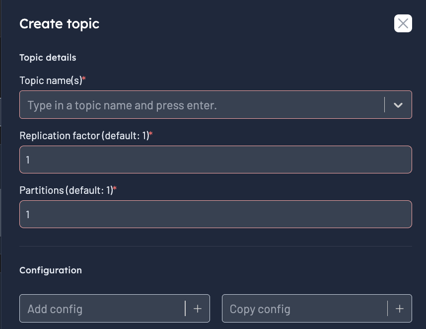 Topic create at a glance