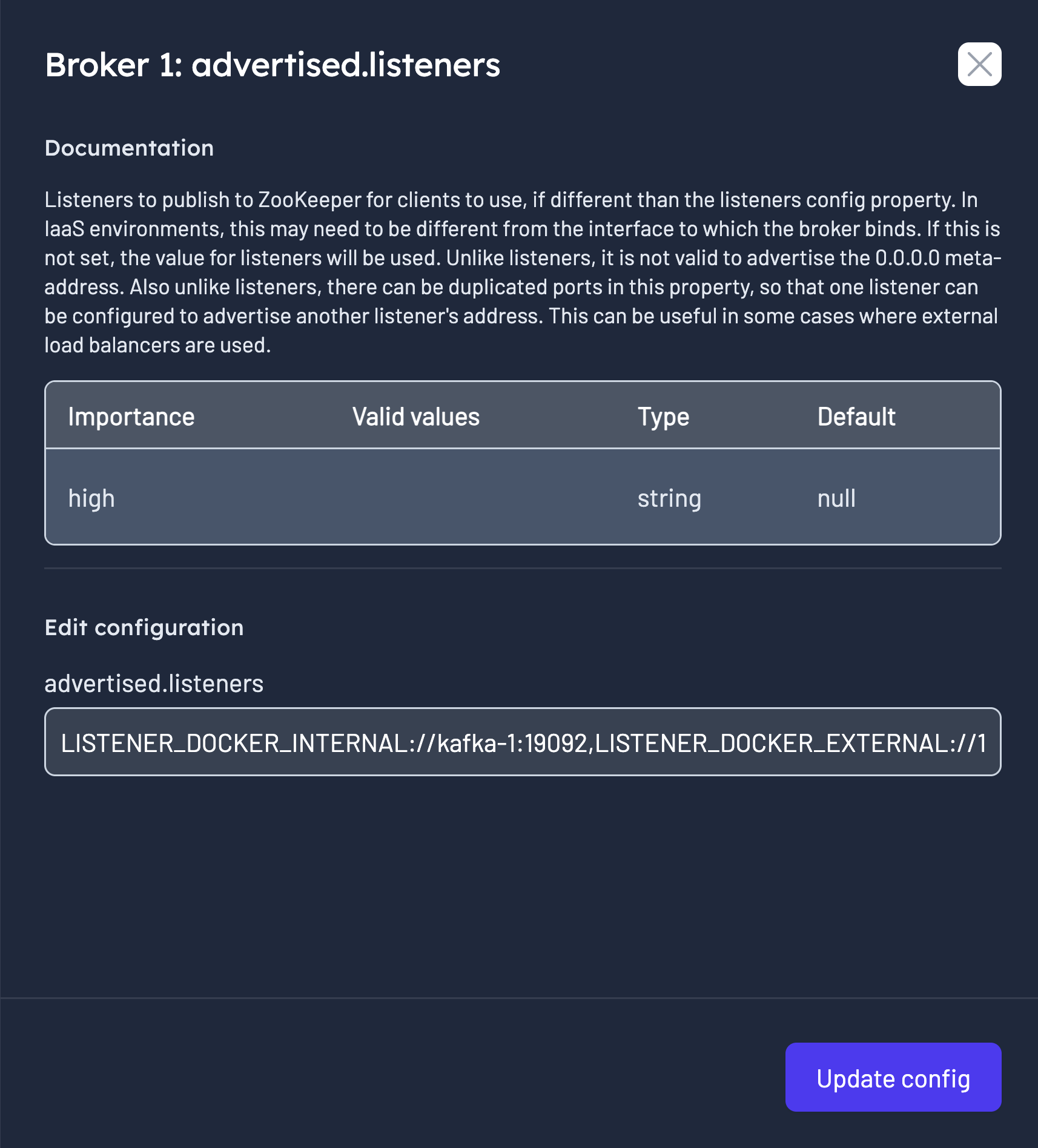 Editing broker configuration