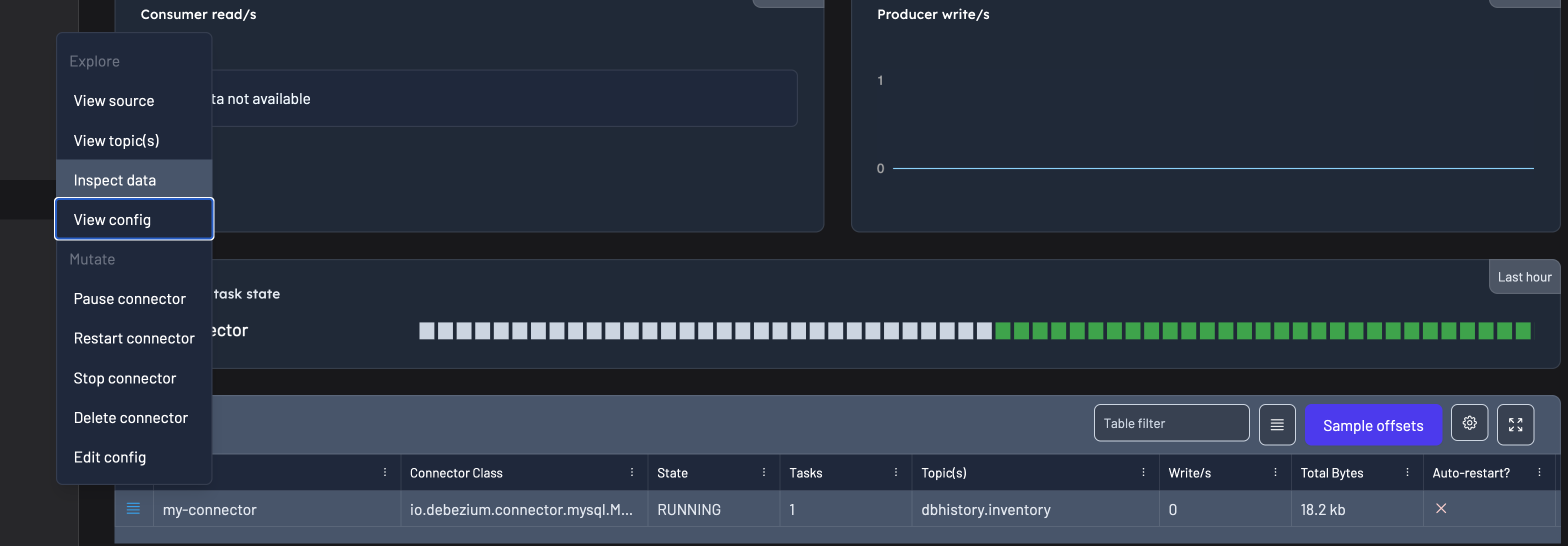 Actions available for sources + sinks