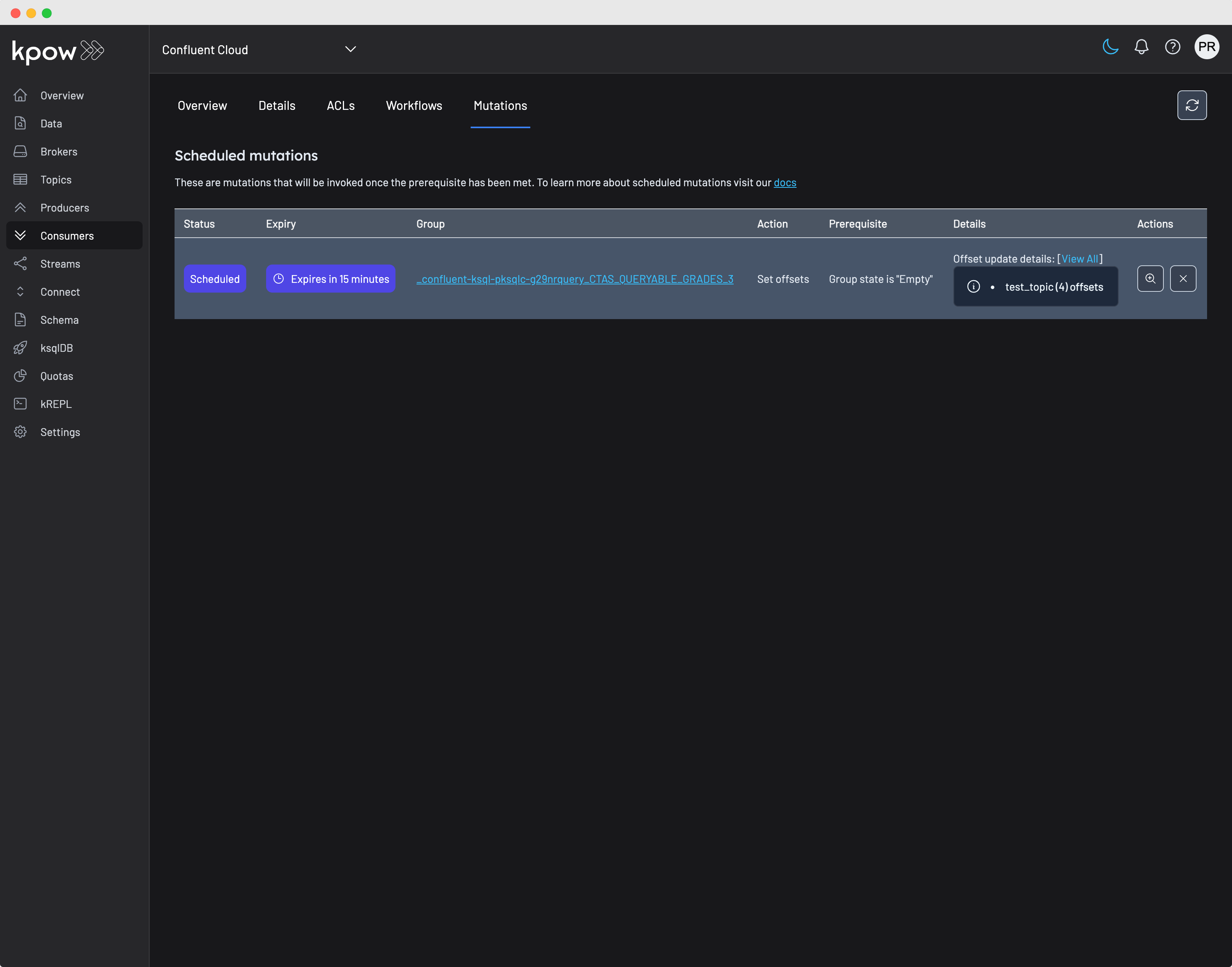 Scheduling a mutation