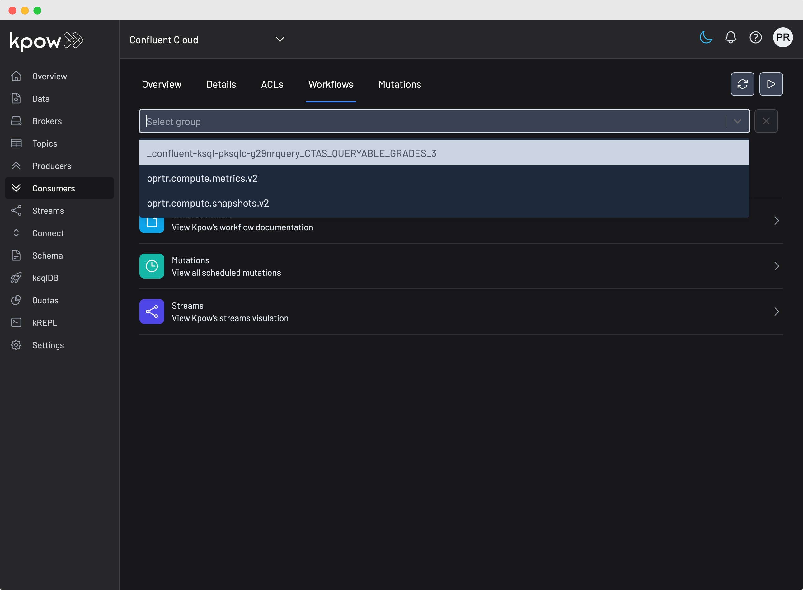 Select consumer group