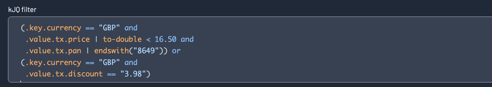 Search with kJQ filters