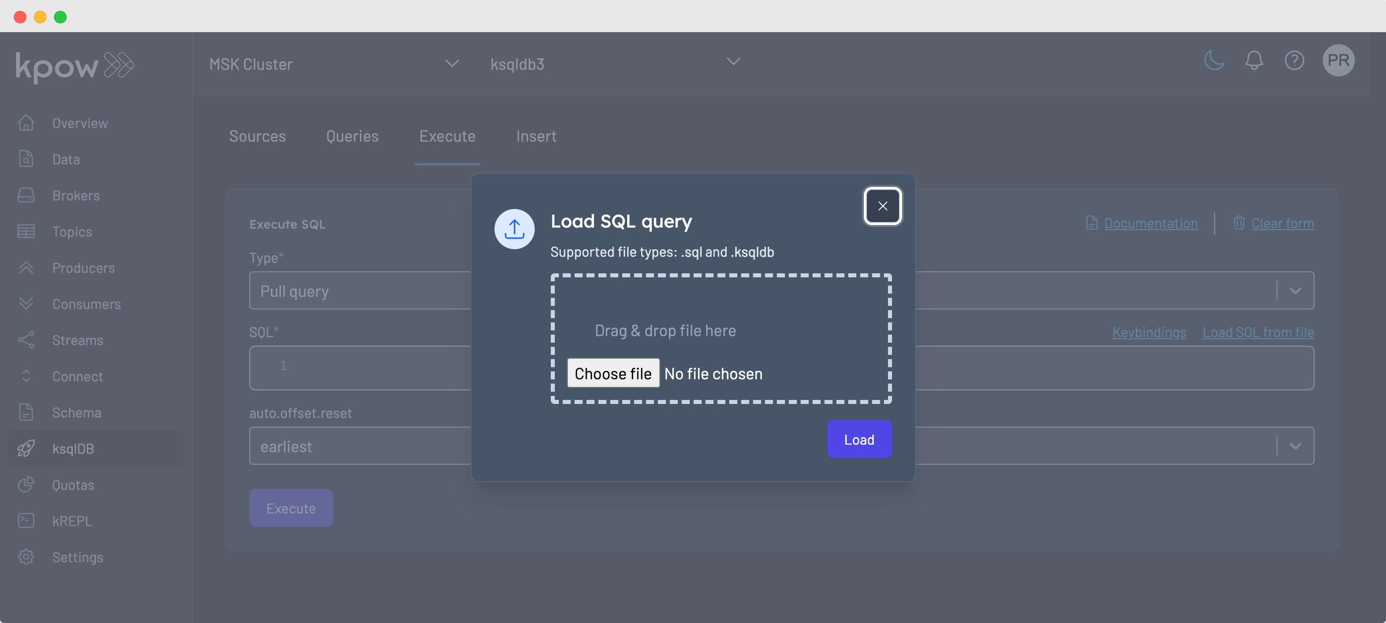 Load SQL from file dialog