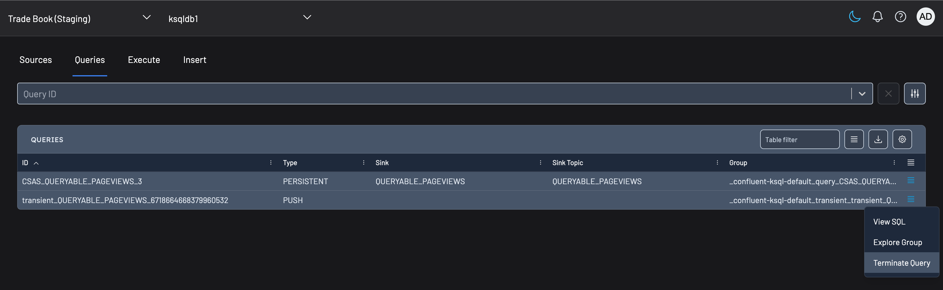Terminate Push Query