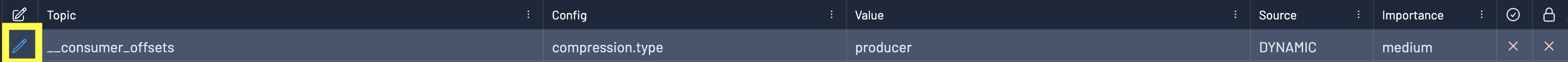 Actions available for \_\_consumer\_offsets' cleanup.policy